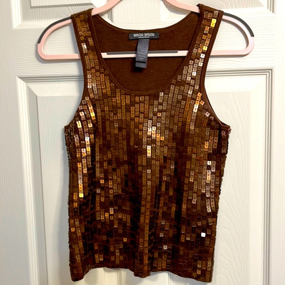 Bisou Bisou Tops - Bisou Bisou bronze tank top Size L but runs small (see measurements)